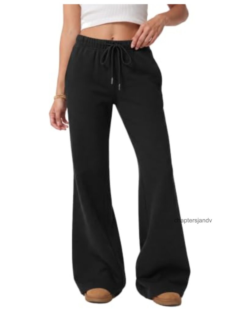 Womens Fleece Flare Sweatpants Wide Leg Lounge Pants with Pockets